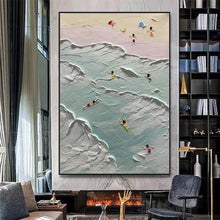 Carica l&#39;immagine nel visualizzatore della Galleria, Mintura 100% Handpainted Sandy Beach Thick Landscape Oil Paintings on Canvas,Wall Art,Picture for Living Room,Home Decor Unframe