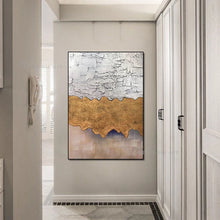 Laden Sie das Bild in den Galerie-Viewer, Wall Decoration Art Oil Painting Abstract Handmade Golden Grey Texture Canvas Poster for Living Room Bedroom Restaurant Hotel