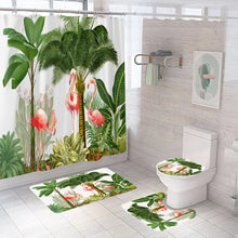 Carica l&#39;immagine nel visualizzatore della Galleria, Pink Flamingo Print Shower Curtain Ins Decorative Bathtub Curtain Nordic Toilet Partition Bath Screen Mat Set Bathroom Accessory