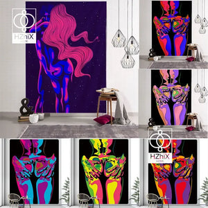 Abstrakte Kunst psychedelischer Wandteppich Wandbehang 80er Jahre Aktpaar Ästhetisch Boho INS Druck Hippie für Wohnzimmer Schlafzimmer Home Decor