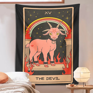 Tapiz de Tarot del diablo para colgar en la pared, tapices artísticos de brujería, adivinación de cabra, decoración del hogar, colchón Hippie, decoración de dormitorio