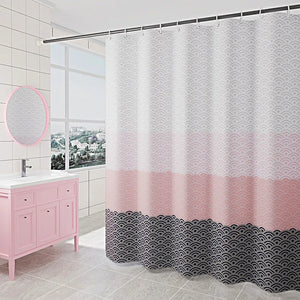 Cortina de ducha nórdica, cortinas de baño de bloques de Color geométrico, patrón Wifi, cortina de baño impermeable, ganchos Extra grandes y anchos de 12 Uds.