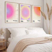 Laden Sie das Bild in den Galerie-Viewer, Engel Anzahl Farbton Gradient Aura Energie Geheimnis Wand Kunst Leinwand Malerei Nordic Poster Drucke Wand Bilder Für Wohnzimmer Dekor