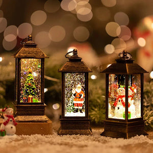 Christmas Lantern Light Rotating Glitter Wind Lamp Santa Claus Snowman Decoration Night Lamp Christmas Tree Ornaments Xmas Gifts