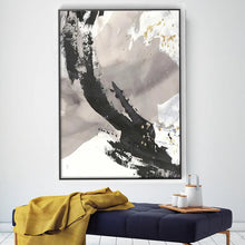 Загрузите изображение в программу просмотра галереи, Холст Толстый пигмент Современная живопись Черно-белый холст Акрил 100% ручная роспись Простая абстрактная картина маслом Современное искусство