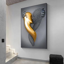 Carica l&#39;immagine nel visualizzatore della Galleria, Modern Wall Art Poster Stampe Romantica Figura in metallo Statua Pittura su tela Immagine per soggiorno Decorazione domestica