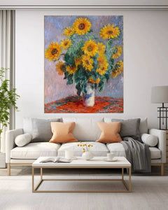 Bouquet of Sunflowers,1880 by Claude Monet Oil Paintings Replica Handpainted Impressionism Flower Painting on Canvas Wall Decor