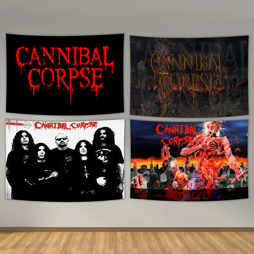 Cannibal Corpse-Icono de banda de Heavy Metal, tapiz, póster de música Rock, pintura en lienzo, tabla de pared, tatuajes de calavera, decoración atística de pared