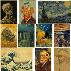 Poster di pittura a olio Hot Retro Stampe su carta Kraft Van Gogh Cielo stellato Vintage Home Room Cafe Bar Decorazione della parete di arte Immagine estetica