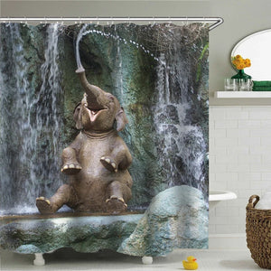 Tiere bedruckter Löwe, Tiger, Katze, Elefant, 3D-Badevorhänge, wasserdichter Polyesterstoff, waschbarer Badezimmer-Duschvorhang mit Haken