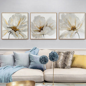 3Pcs Abstract Flower Wall Art Decoration Poster Modern Interior Acrylic 100%Handmade Oil Painting Living Room Bedroom Restaurant