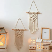 Загрузите изображение в программу просмотра галереи, Богемный тканый гобелен, хлопок, настенный гобелен ручной работы, макраме, гобелены, настенный художественный декор, декор для детской комнаты, украшение для детской комнаты