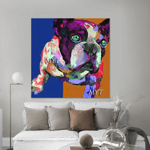 Dog Abstract Art Wholesale Of 3d Pictures Animal Head Wall Decoration Handmade Artwork Frameless Canvas For Acrylic Painting