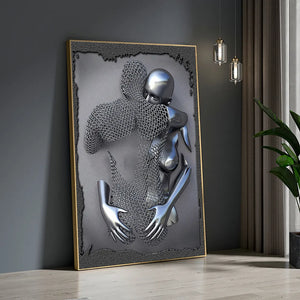 Imágenes artísticas de pared plateadas y doradas visuales en 3D, pinturas interiores de lienzo personalizadas escandinavas modernas de Metal, impresiones para decoración del hogar