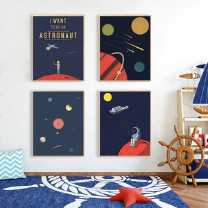 Space Poster Wall Art Canvas Prints , I Need More Space Science Art Canvas Painting Outer Space Planets Print Cosmos Poster