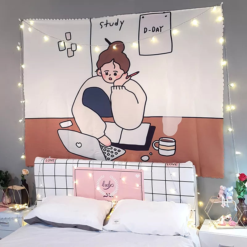 Ins Hängen Tuch Hintergrund Stoff Wandbehang Tapisserie Anime Mädchen Zimmer Dekoration Decke Wandteppich Kawaii Room Decor