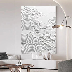 Modern Wall Painting Art Heavy Textured Thick 3D Abstract White Acrylic Painting Canvas Picture Art Hand Painted Wall Artwork