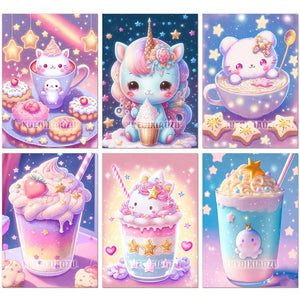 5d Cartoon Diamant Malerei Kreuzstich Kit Katze Eis Diamant Mosaik Stickerei Geeignet für Kinder DIY Geschenk Home Decor