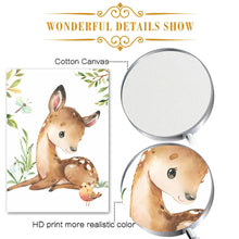 Load image into Gallery viewer, Woodland Nursery Prints Forest Animal Deer Rabbit Bear Fox Custom Wall Art Canvas Painting Poster Wall Pictures Kids Room Decor