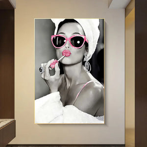 Fashion Audrey Hepburn Sexy Girl Smoking Poster Canvas Painting Toilet Roll Paper Wall Art Picture Modern Bathroom Home Decor