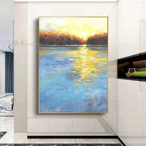 New Wall Decor Poster Hand Painted Sunrise Abstract Art Oil Painting Living Room Bedroom Porch Hotel Custom Large Canvas Picture