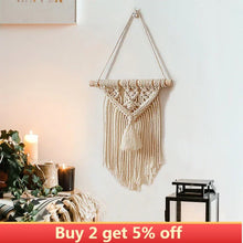 Загрузите изображение в программу просмотра галереи, Богемный тканый гобелен, хлопок, настенный гобелен ручной работы, макраме, гобелены, настенный художественный декор, декор для детской комнаты, украшение для детской комнаты
