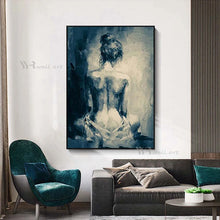 Laden Sie das Bild in den Galerie-Viewer, Wall Art Decor Oil Painting 100% Handmade Canvas Poster Abstract Girl Back Hanging Picture Sofa Salon Porch Bedroom Custom Mural