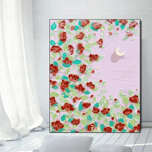 Pintura al óleo relleno Digital dormitorio sala de estar decoración buceo pintado al óleo colorido pintura a mano flor crédito Luna
