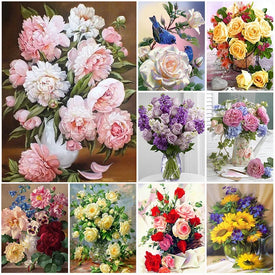 5D DIY Алмазная картина Цветок Алмазная вышивка Картина Полная круглая Алмазная мозаика DIY Стразы Домашний Декор Подарок