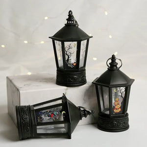 Linterna de calabaza de Halloween, lámpara de mano, luz de vela LED, suministros de decoración de ambiente para el día de Navidad, lámpara de viento, decoración del hogar