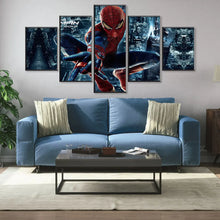 Load image into Gallery viewer, 5 Panels Posters Marvel Avengers Movie Spiderman Fight Pictures Watercolour Canvas Painting Wall Art for Kids Bedroom Decoration