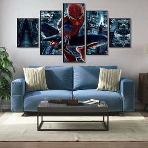 Affiches de film Marvel Avengers, 5 panneaux, images de combat Spiderman, peinture sur toile aquarelle, Art mural pour décoration de chambre d'enfants