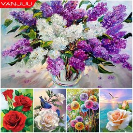 5D DIY Diamond Painting Bouquet Full Round Diamond Embroidery Rhinestone Picture Diamond Mosaic Handicraft Home Decor Gift