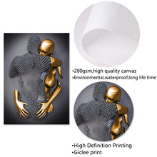 Load image into Gallery viewer, Metal Figure Statue Romantic Wall Art Abstract Canvas Painting Lovers Sculpture Posters Prints Pictures Living Room Home Decor