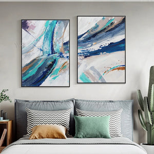 2PCS Poster Nordic Abstract Wall Art Canvas Handmade Oil Painting Hotel Home Decoration Modern Acrylic Mural Living Room Bedroom