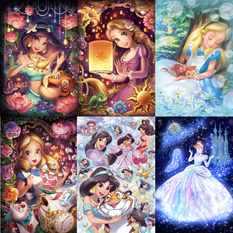 Disney Princess Alice In Wonderland 5D DIY Full Round Diamond Painting Kit Diamond Embroidery Mosaic Sale Home Wall Decor