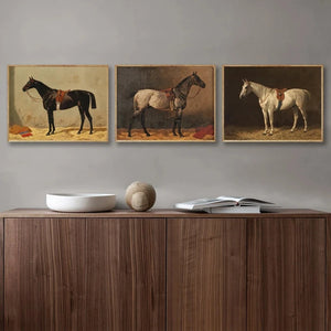 Póster Vintage de caballo negro, impresiones ecuestres, imagen artística de pared, pintura en lienzo de paisaje de caballo Animal para decoración del hogar y sala de estar