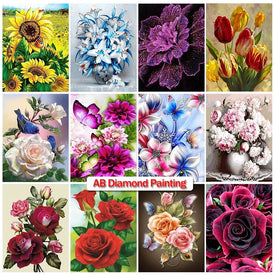 Pintura de diamante artesanal, punto de cruz de girasol rosa, Kit de diamantes AB, bordado de diamantes de flores, arte mosaico, diamantes de imitación, regalo de decoración del hogar