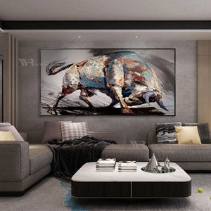 100% Hand Painted Bull Canvas Art Oil Painting Wall Decor Mural Modern Acrylic Poster Unframed For Living Room Bedroom Bar Hotel