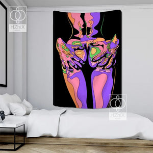 Tapiz psicodélico de arte abstracto para colgar en la pared, pareja desnuda de los años 80, estética bohemia INS, estampado Hippie para decoración del hogar y el dormitorio
