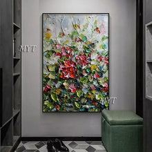 Laden Sie das Bild in den Galerie-Viewer, Messerblume, abstraktes Ölgemälde, Wandkunst, Heimdekoration, Bild, Handgemälde auf Leinwand, 100 % handgemalt, ohne Rand