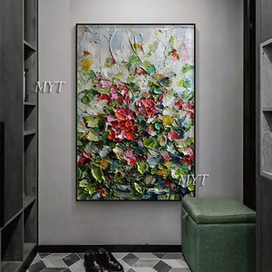 Cuchillo flor pintura al óleo abstracta arte de la pared cuadro decorativo del hogar pintura a mano sobre lienzo 100% pintado a mano sin borde