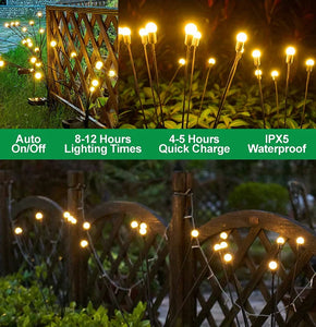 Outdoor Led Solar Firefly Lights Wind Swaying Lights Waterproof IPX6 Lawn Landscape Christmas Decor Night Lighting 6led