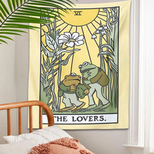 Carica l&#39;immagine nel visualizzatore della Galleria, Psichedelico Rana Tarocchi Arazzo Appeso a parete gli amanti del fiore del sole Estetico Arazzi Botanico Hippie Home Decor Panno da parete