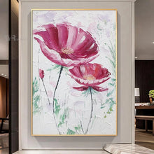 Carica l&#39;immagine nel visualizzatore della Galleria, Modern Wall Art Picture Red Flower Poster For Living Room Home Decoration Abstract Diagram Hand Painted Oil Painting On Canvas