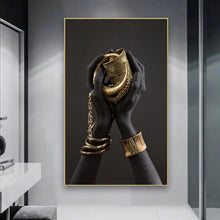 Cargar imagen en el visor de la galería, Dropshipping lienzo pintura mujer negra africana carteles e impresiones pared grande imágenes artísticas para la decoración del hogar de la sala de estar