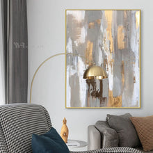 Carica l&#39;immagine nel visualizzatore della Galleria, New Abstract Gold Foil Oil Painting Handmade Art Decoration Canvas Picture Modern Home Hotel Restaurant Wall Art Hanging Poster