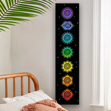Carica l&#39;immagine nel visualizzatore della Galleria, Arazzo arcobaleno Chakra Buddismo Yoga Centri energetici cosmici meditazione Arazzi neri Appeso a parete Camera da letto Drom Home Decor