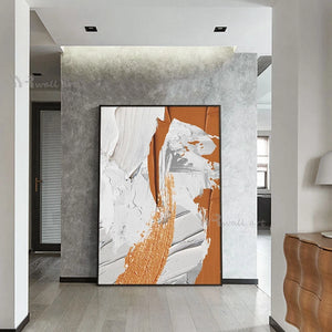 Acrylic Abstract Oil Painting Handmade Canvas Wall Artwork Decoration Pictures Modern Orange Art Hanging Posters for Hotel Home