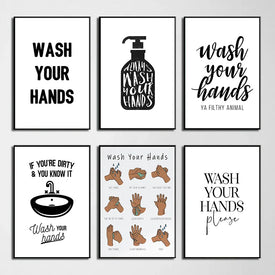 Waschen Sie Ihre Hand Poster und Drucke Wandkunst Bild Nordic Toilette Leinwand Malerei Modren Badezimmer Toilette Kinderzimmer Home Decor